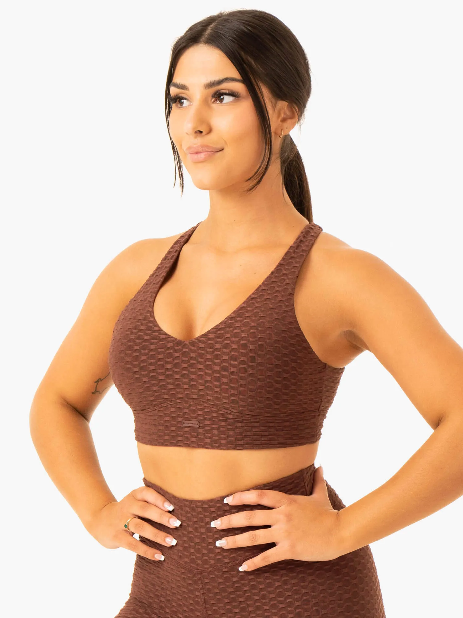 Optic V-Neck Sports Bra - Chocolate