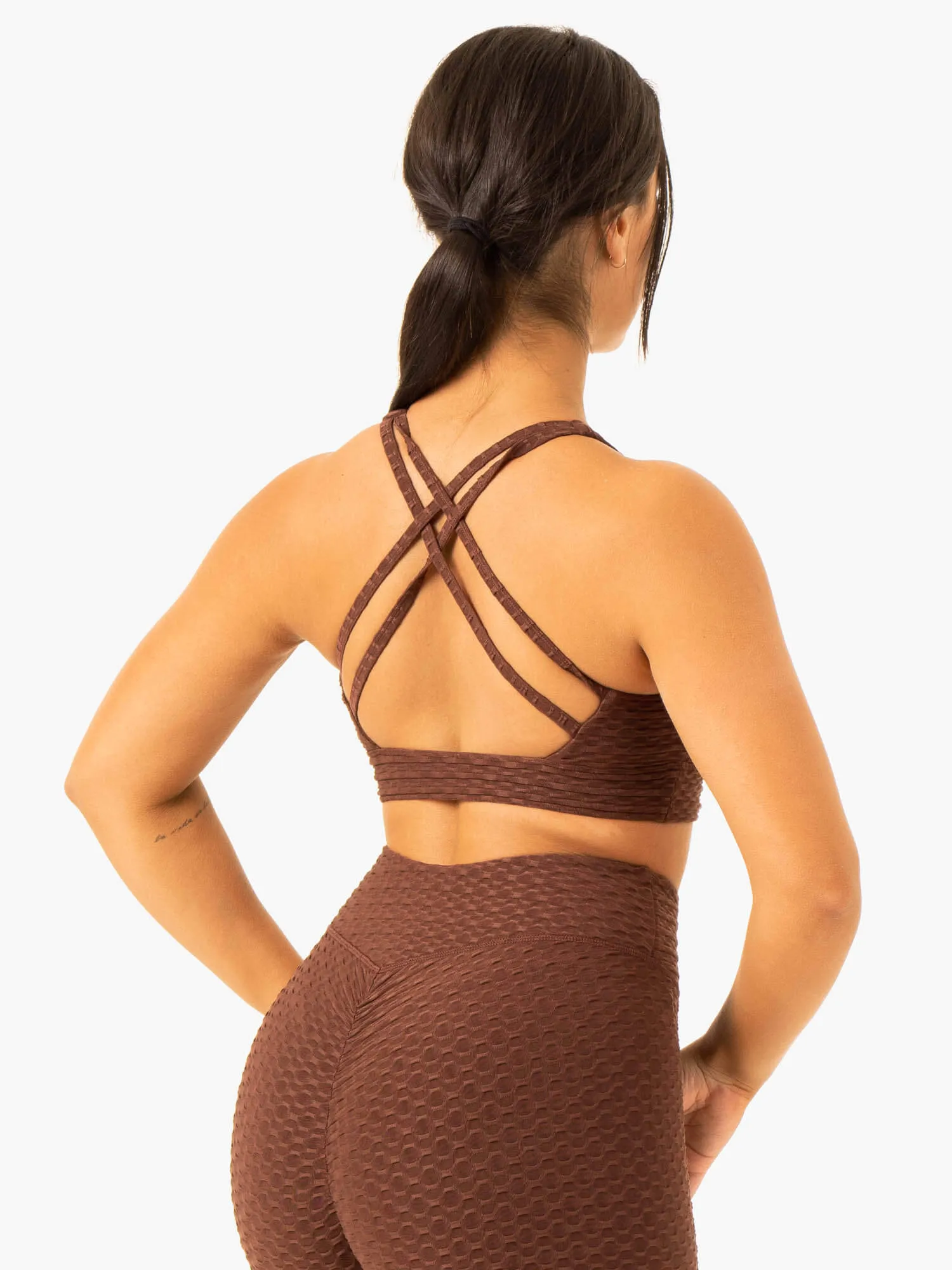 Optic V-Neck Sports Bra - Chocolate