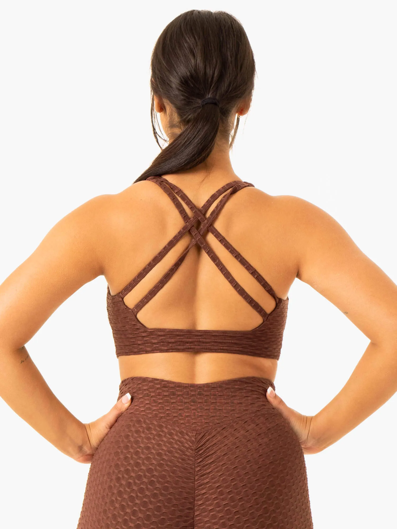 Optic V-Neck Sports Bra - Chocolate