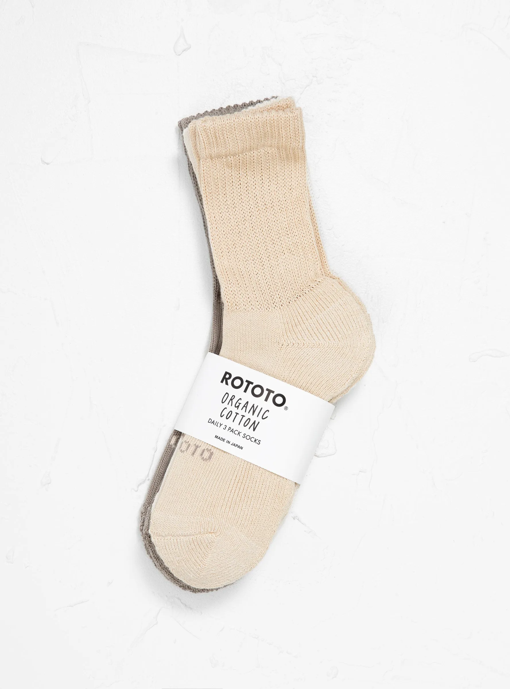 Organic Daily 3 Pack Crew Socks Raw