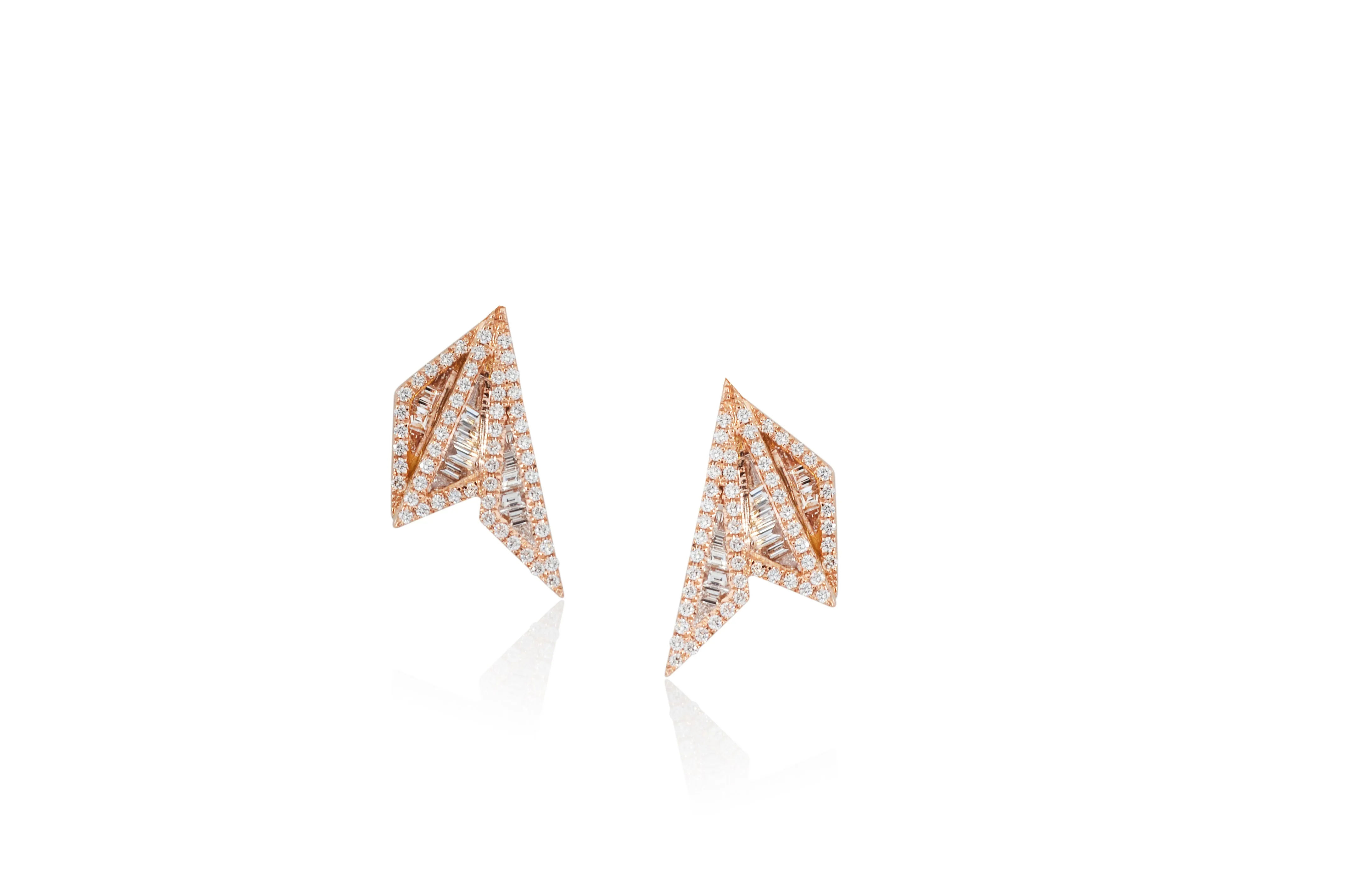 Origami Palm Leaf Diamond Earrings (Small)