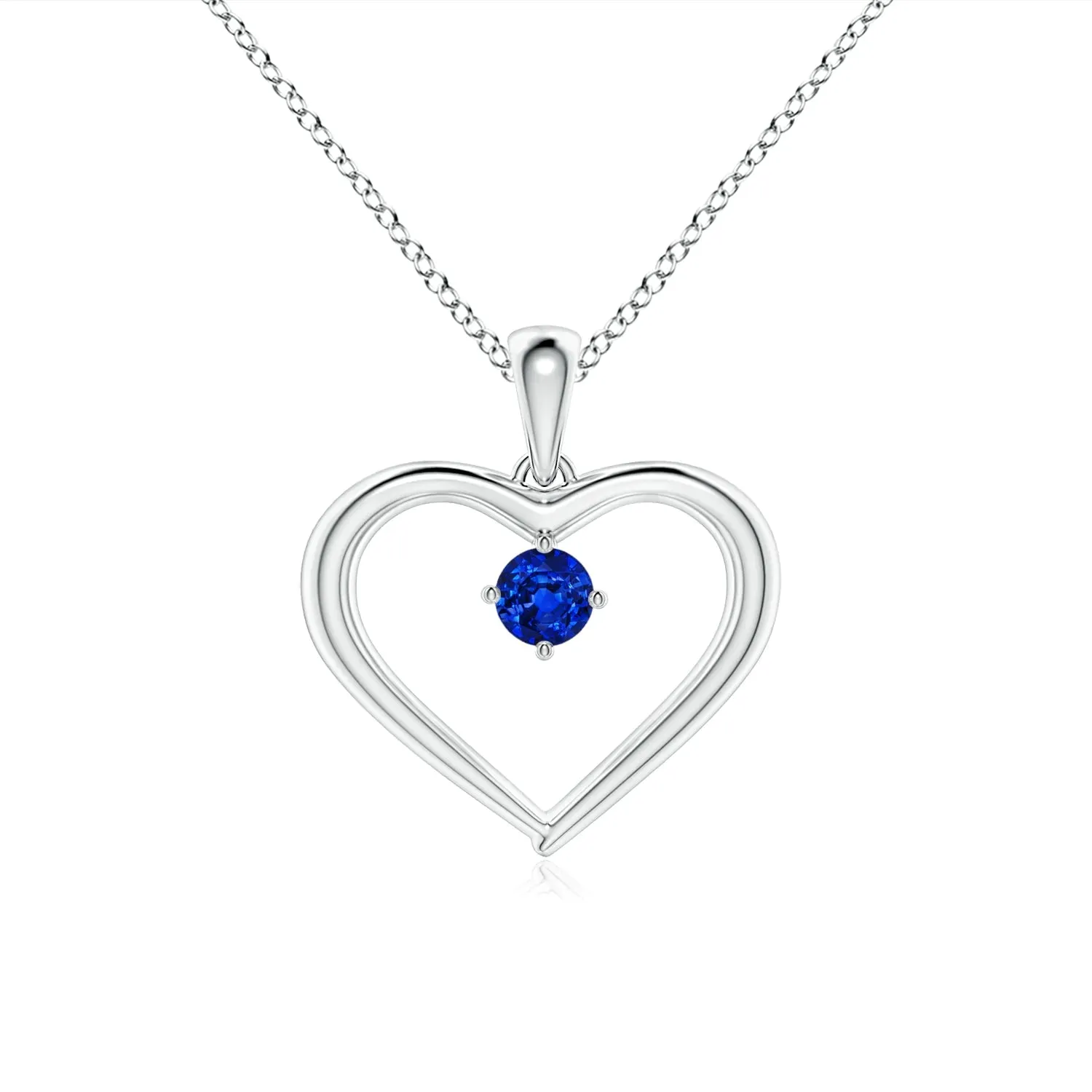 Oval-Shaped Sapphire Heart Pendant in Sterling Silver