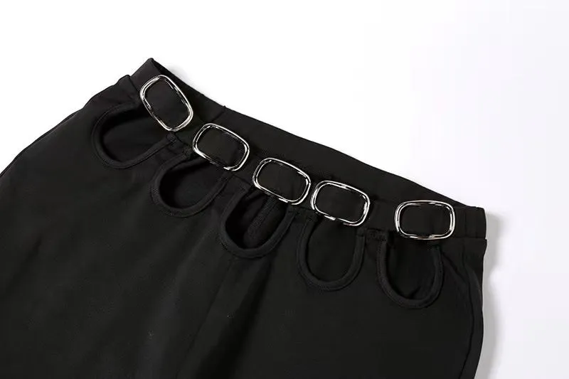 PANTALONI 'BUCKLE UP' - Pantaloni dama cu taieturi talie