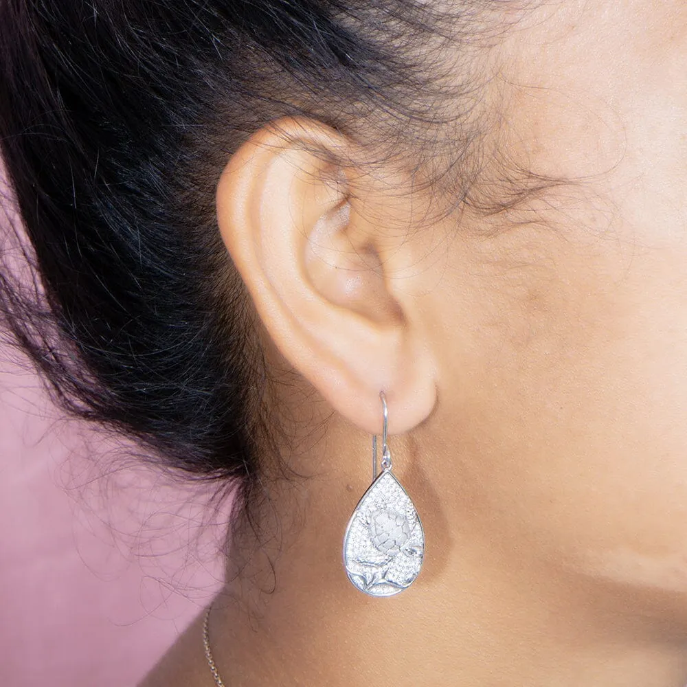 Pavé Honu Teardrop Earrings