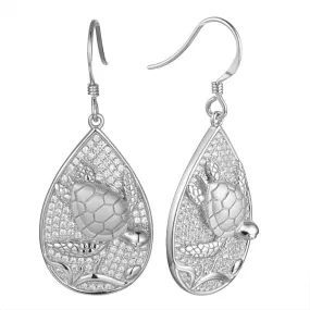 Pavé Honu Teardrop Earrings