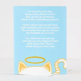 pet sympathy card, cat death sympathy card about cat heaven