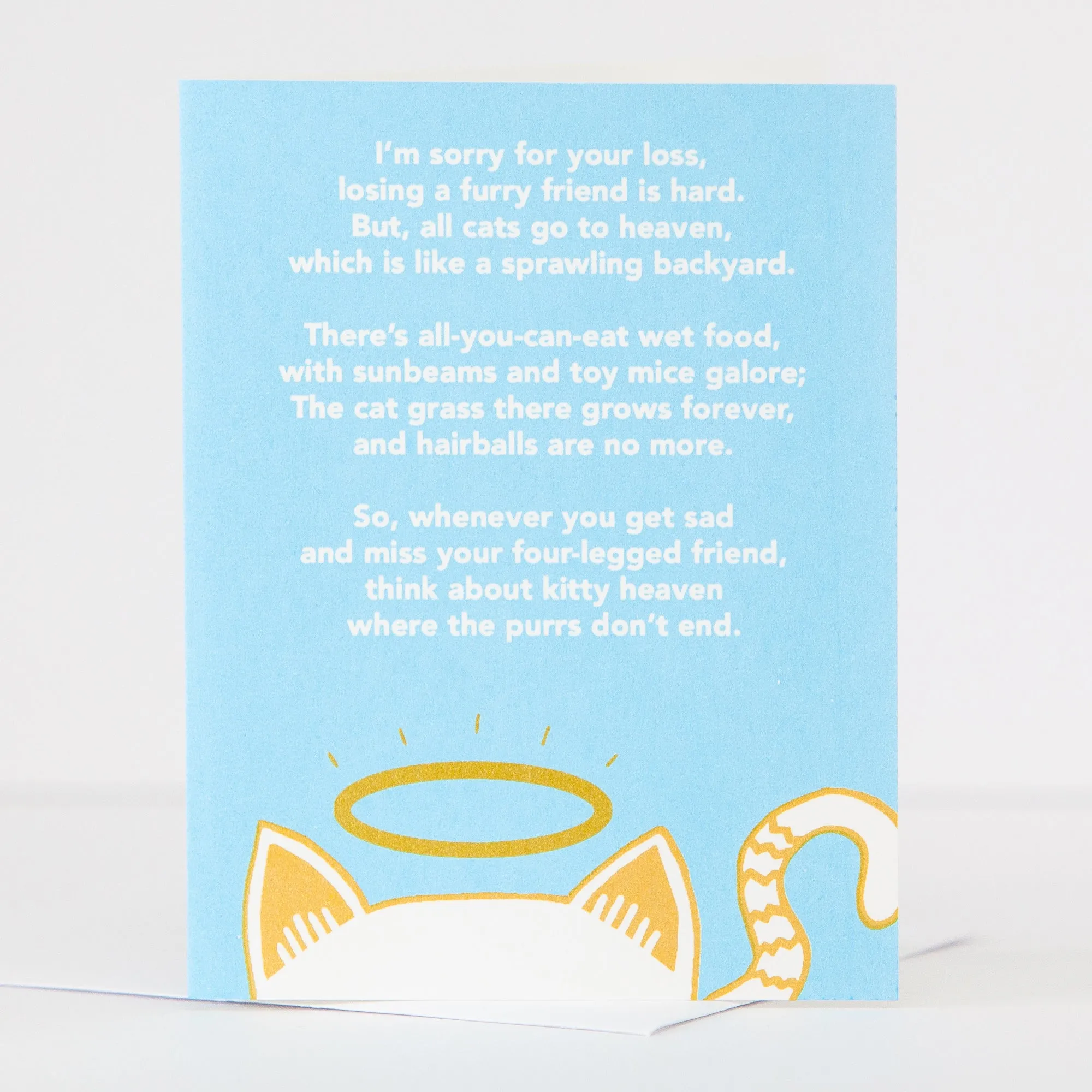 pet sympathy card, cat death sympathy card about cat heaven