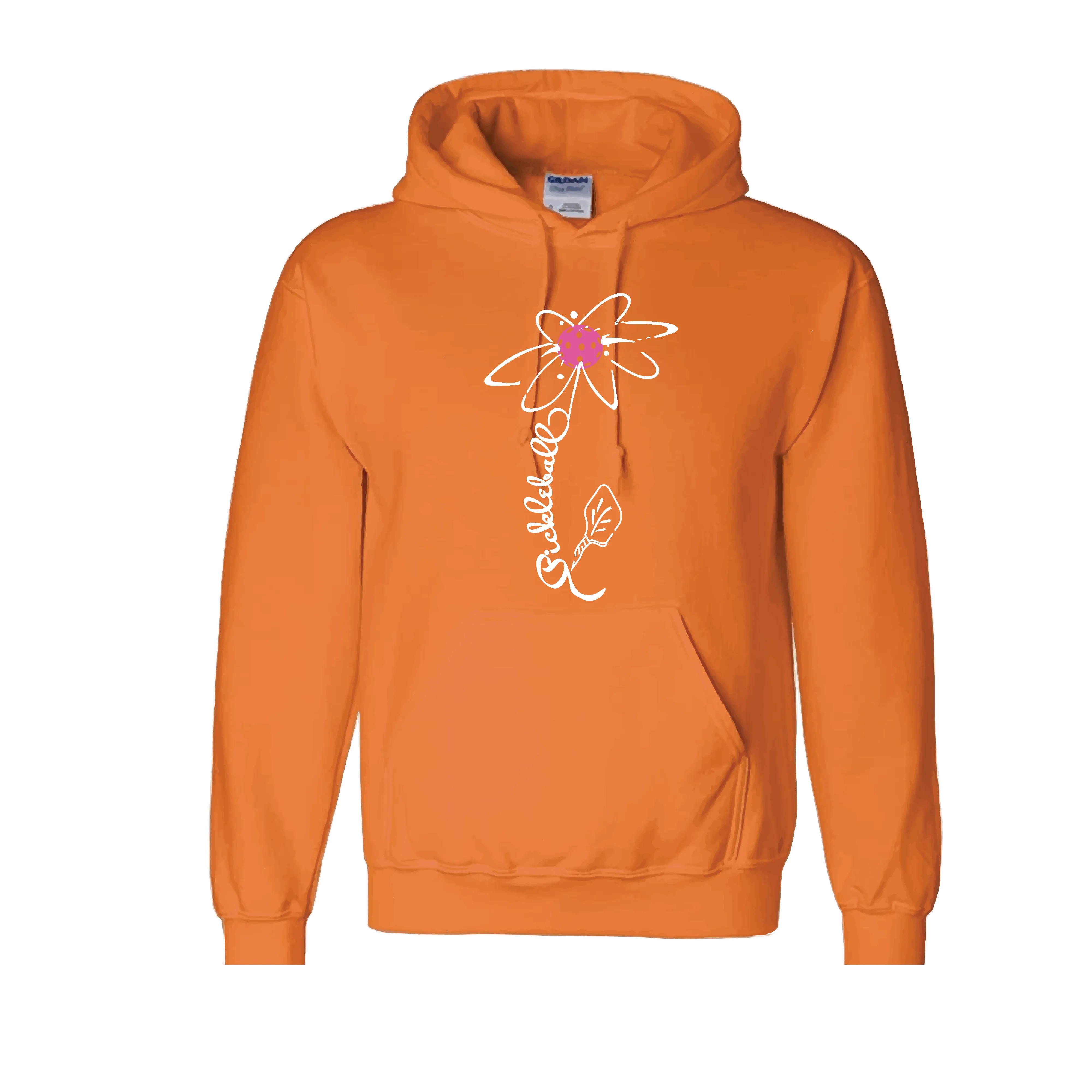 Pickleball Flower (Orange, Pink or Purple) | Unisex Hoodie Athletic Sweatshirt | 50% Cotton/50% Polyester