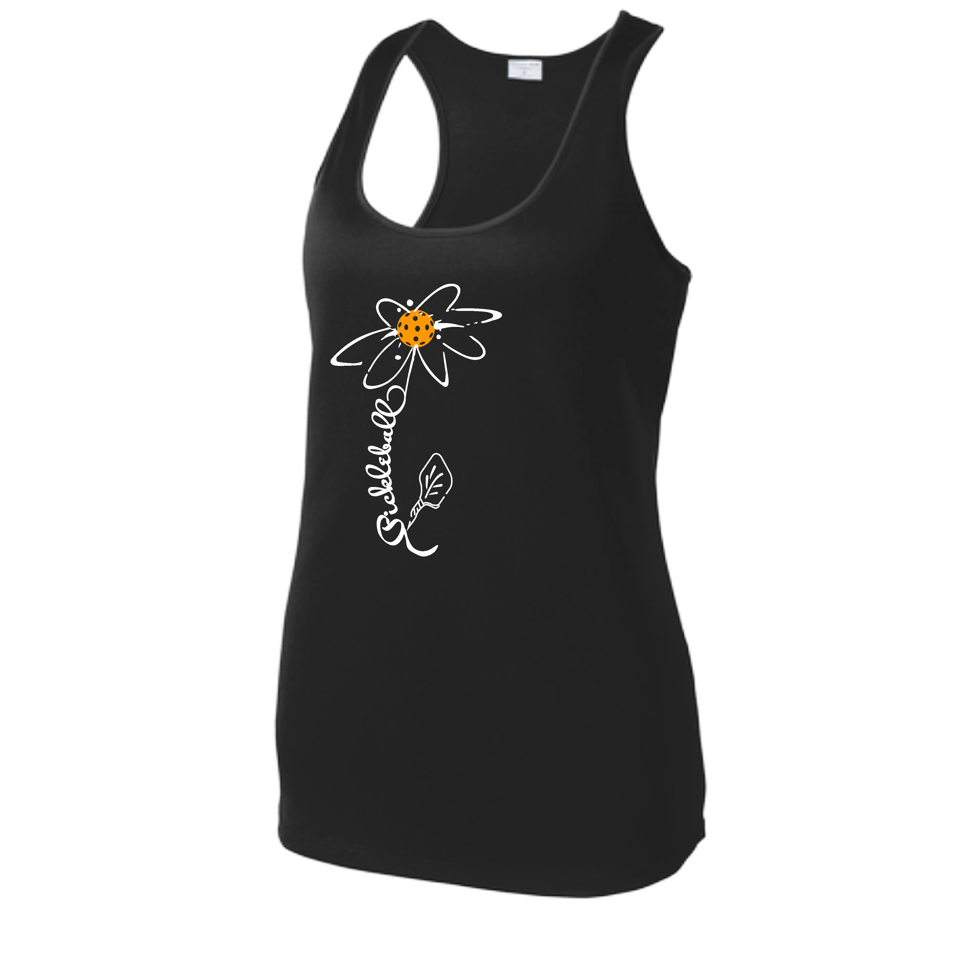 Pickleball Flower (Orange, Pink or Purple) | Women’s Racerback Tank Top Athletic Shirt | 100% Polyester