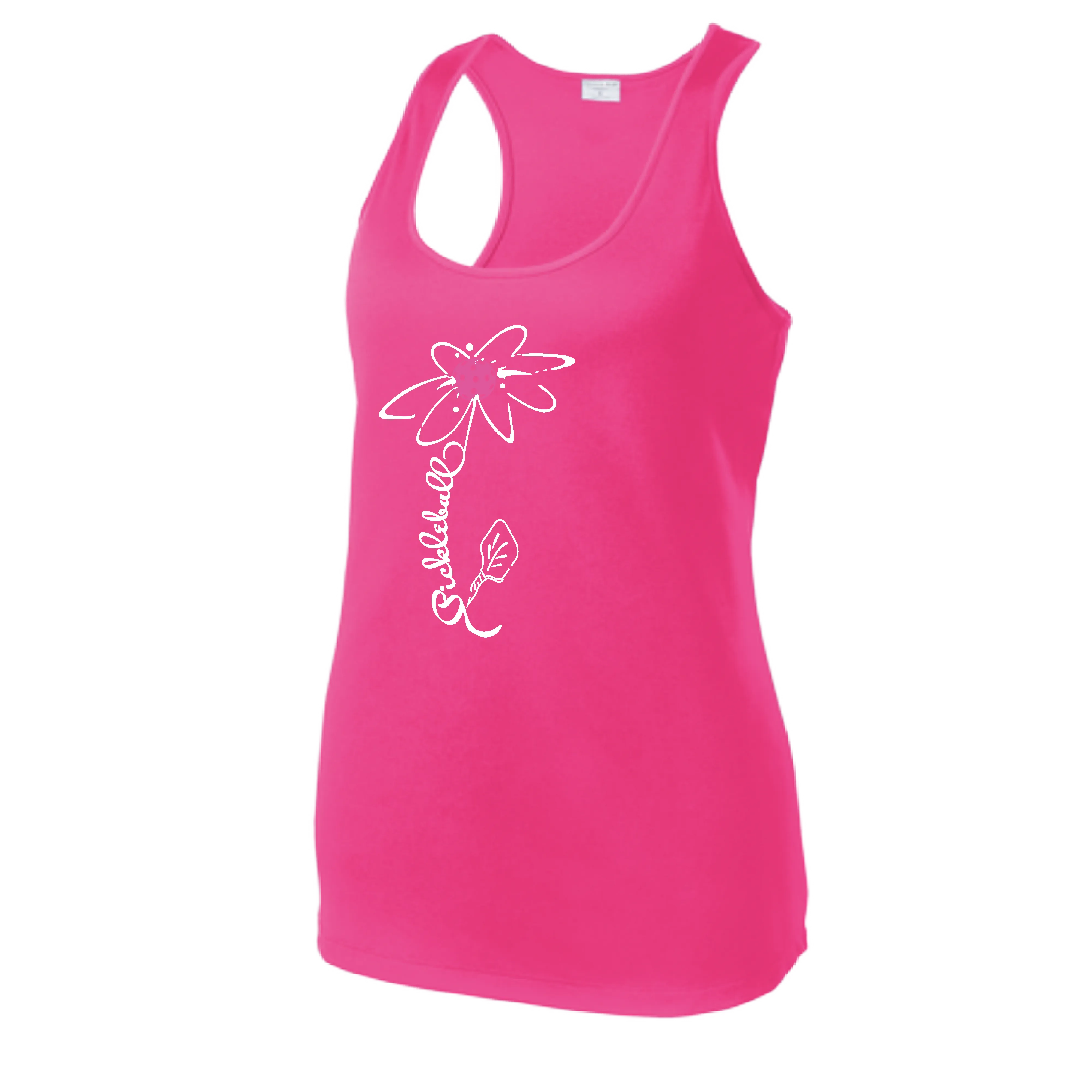 Pickleball Flower (Orange, Pink or Purple) | Women’s Racerback Tank Top Athletic Shirt | 100% Polyester