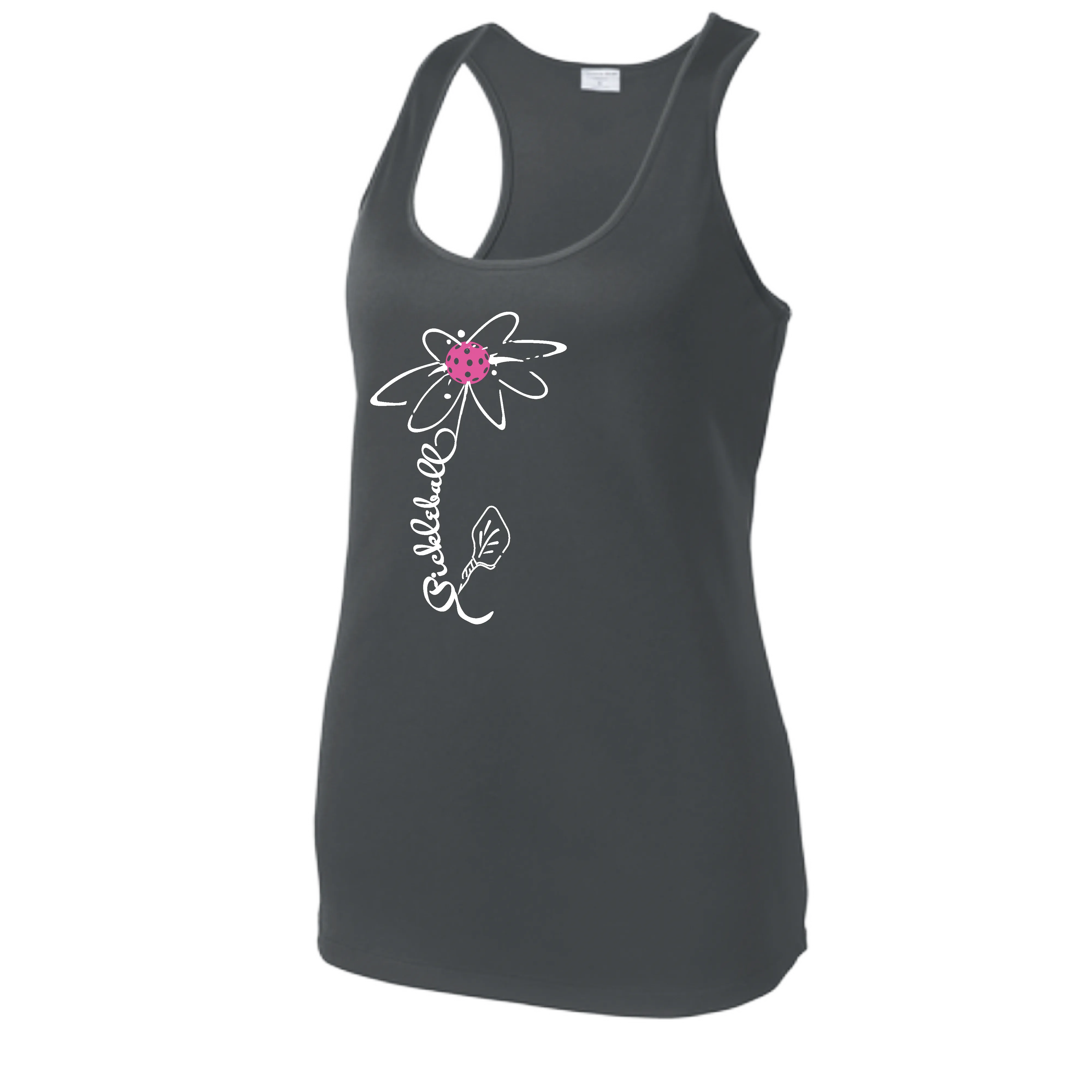 Pickleball Flower (Orange, Pink or Purple) | Women’s Racerback Tank Top Athletic Shirt | 100% Polyester