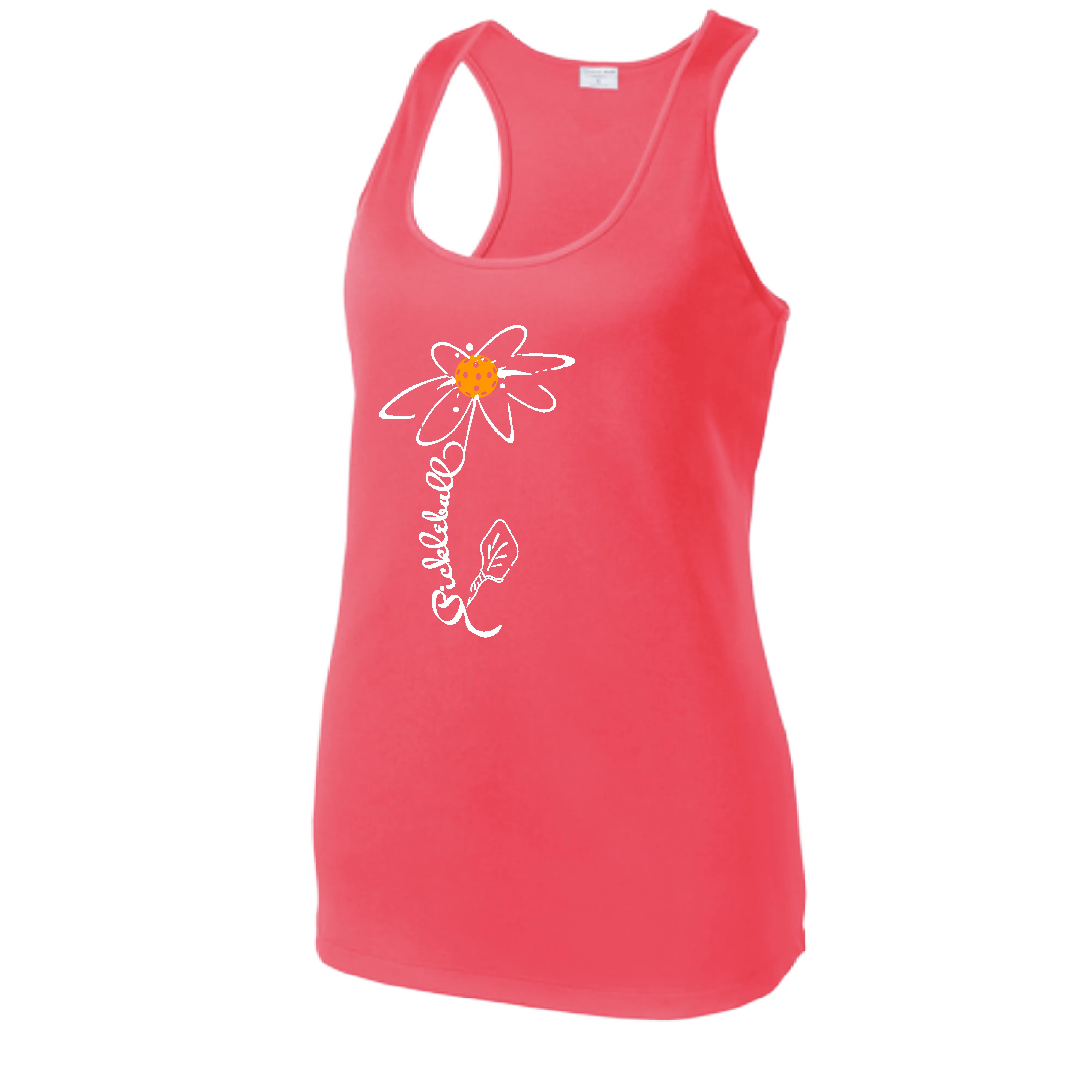 Pickleball Flower (Orange, Pink or Purple) | Women’s Racerback Tank Top Athletic Shirt | 100% Polyester