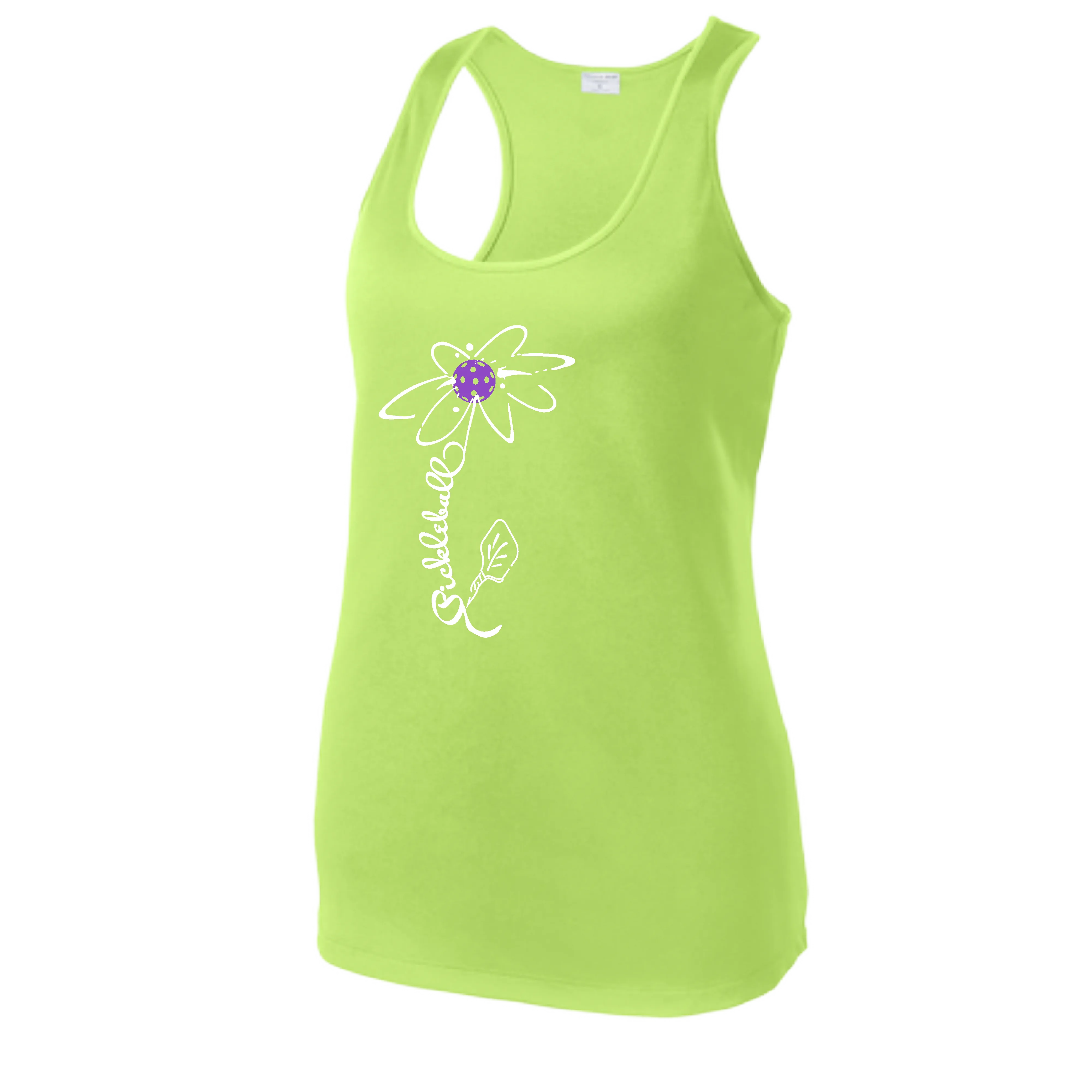 Pickleball Flower (Orange, Pink or Purple) | Women’s Racerback Tank Top Athletic Shirt | 100% Polyester