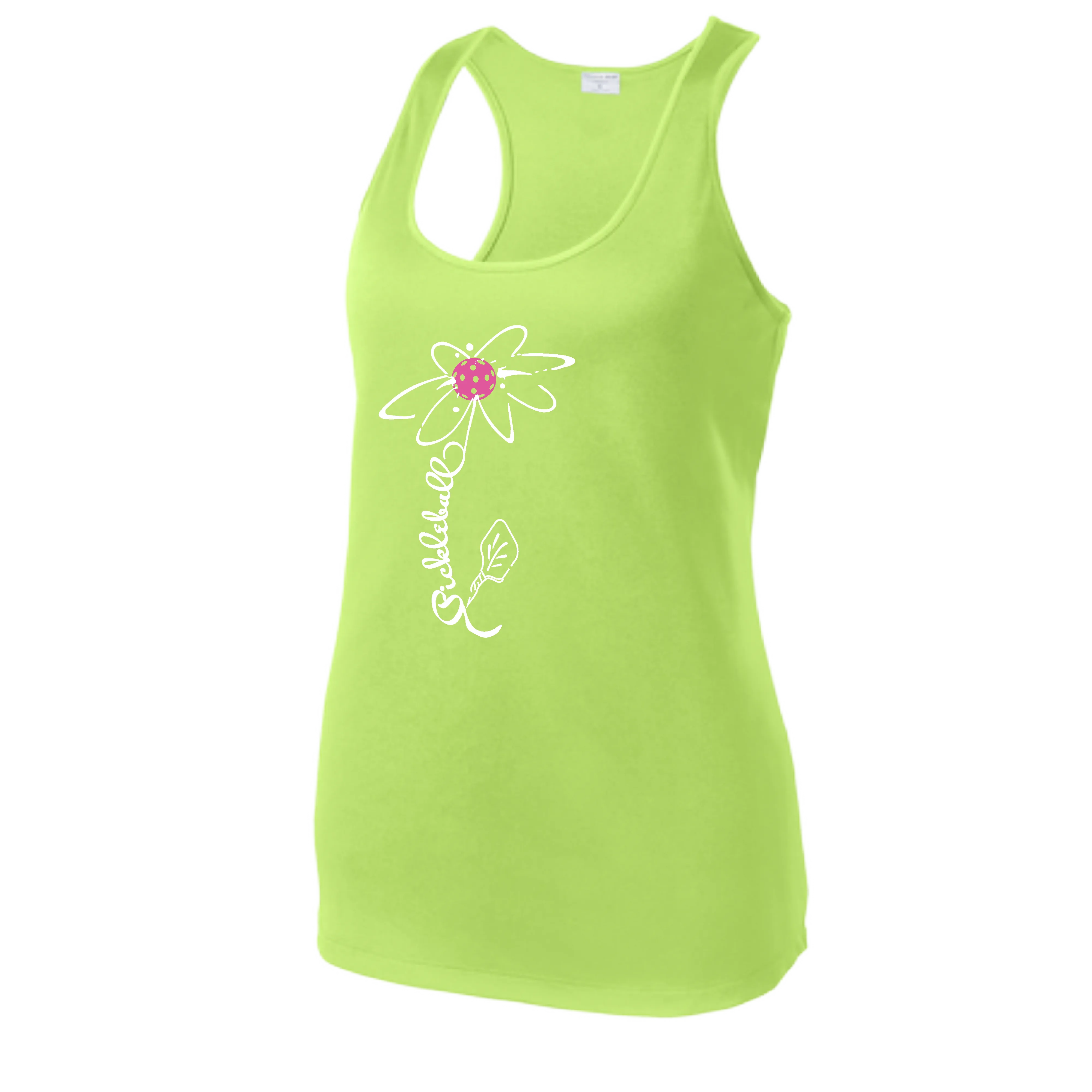 Pickleball Flower (Orange, Pink or Purple) | Women’s Racerback Tank Top Athletic Shirt | 100% Polyester