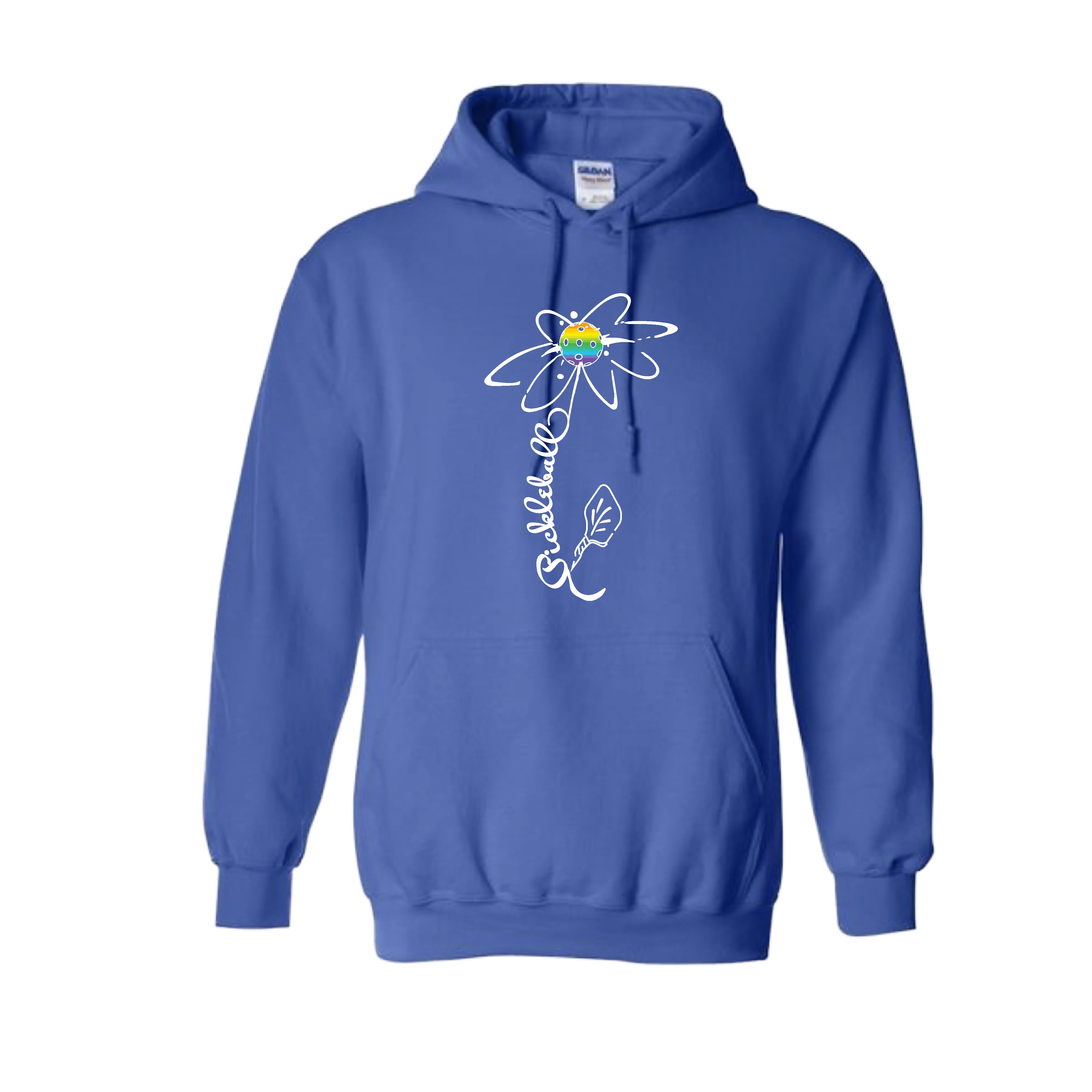 Pickleball Flower (Rainbow or White) | Unisex Hoodie Athletic Sweatshirt | 50% Cotton/50% Polyester