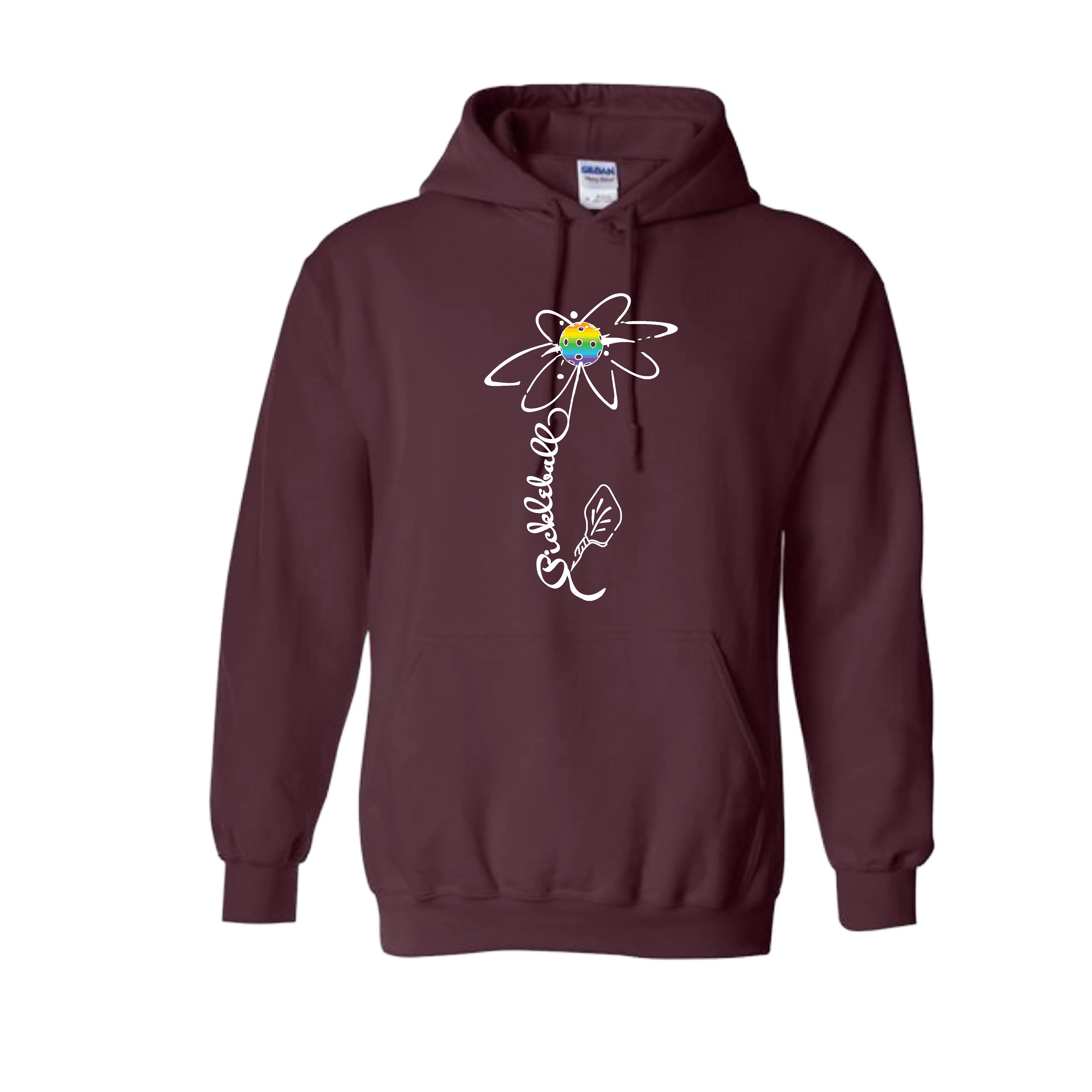 Pickleball Flower (Rainbow or White) | Unisex Hoodie Athletic Sweatshirt | 50% Cotton/50% Polyester