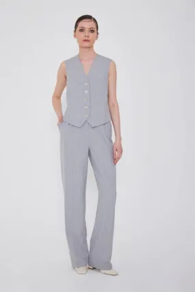 Pin Stripe Pants with Iron Steam and Pockets Powder - Gray