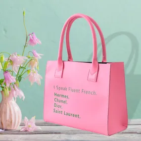 Pink and Green I Speak Fluent French Message Tote Bag Shoulder Bag