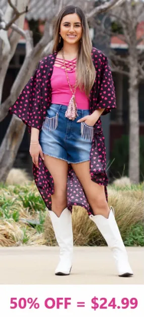 Pink Heart Kimono Duster