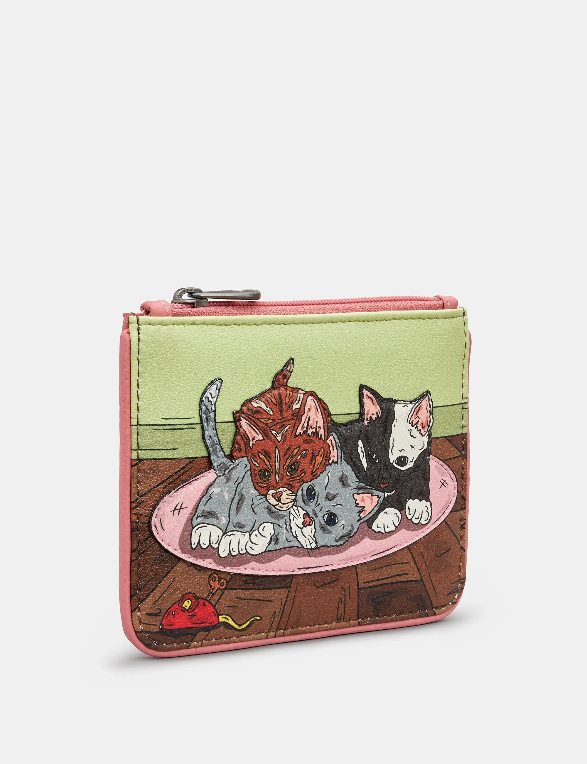 Playtime Kittens Zip Top Leather Purse