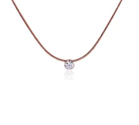 PT101RG B.Tiff 1 ct Rose Gold Plated Stainless Steel Solitaire Pendant Necklace