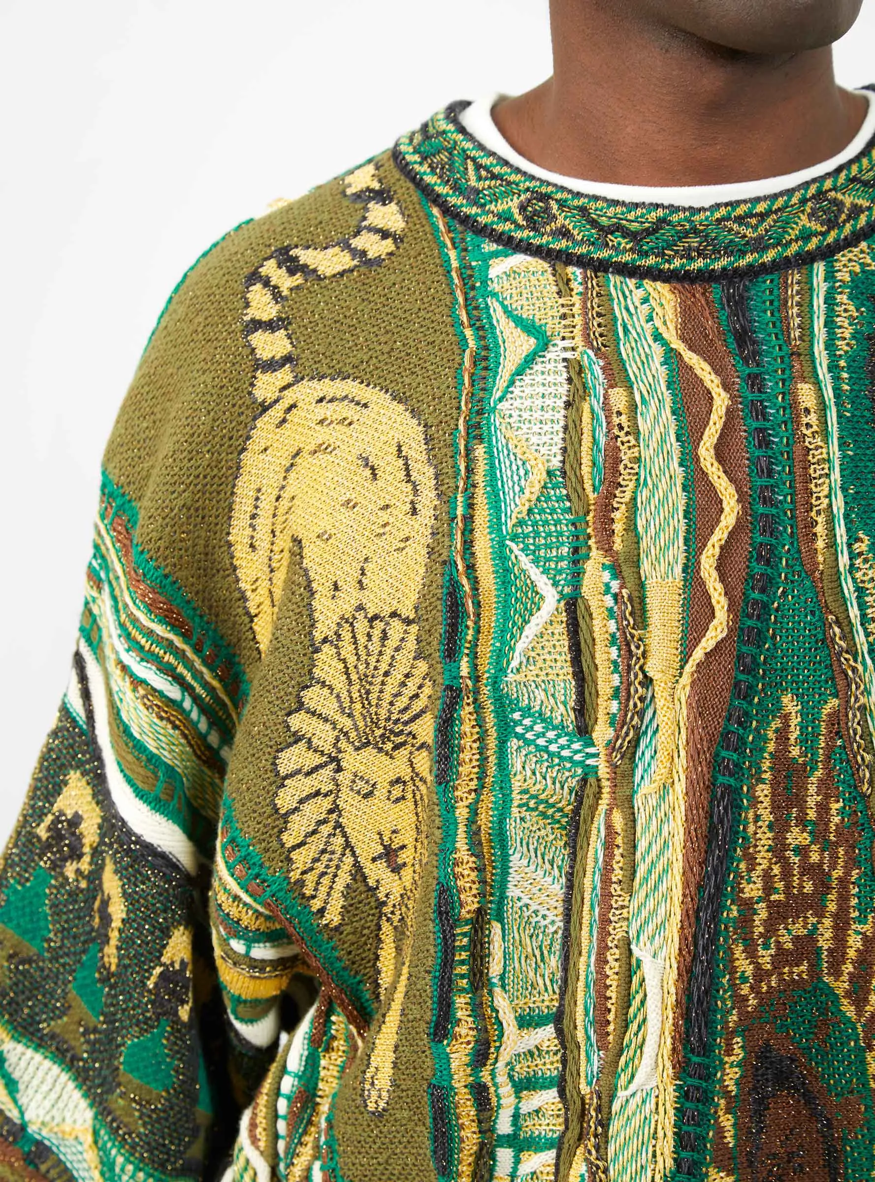 Rasta Gaudy 7G Knit Jumper Green