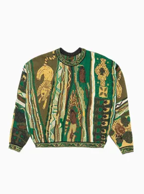 Rasta Gaudy 7G Knit Jumper Green