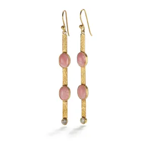 Rhodochrosite Earrings with Diamond