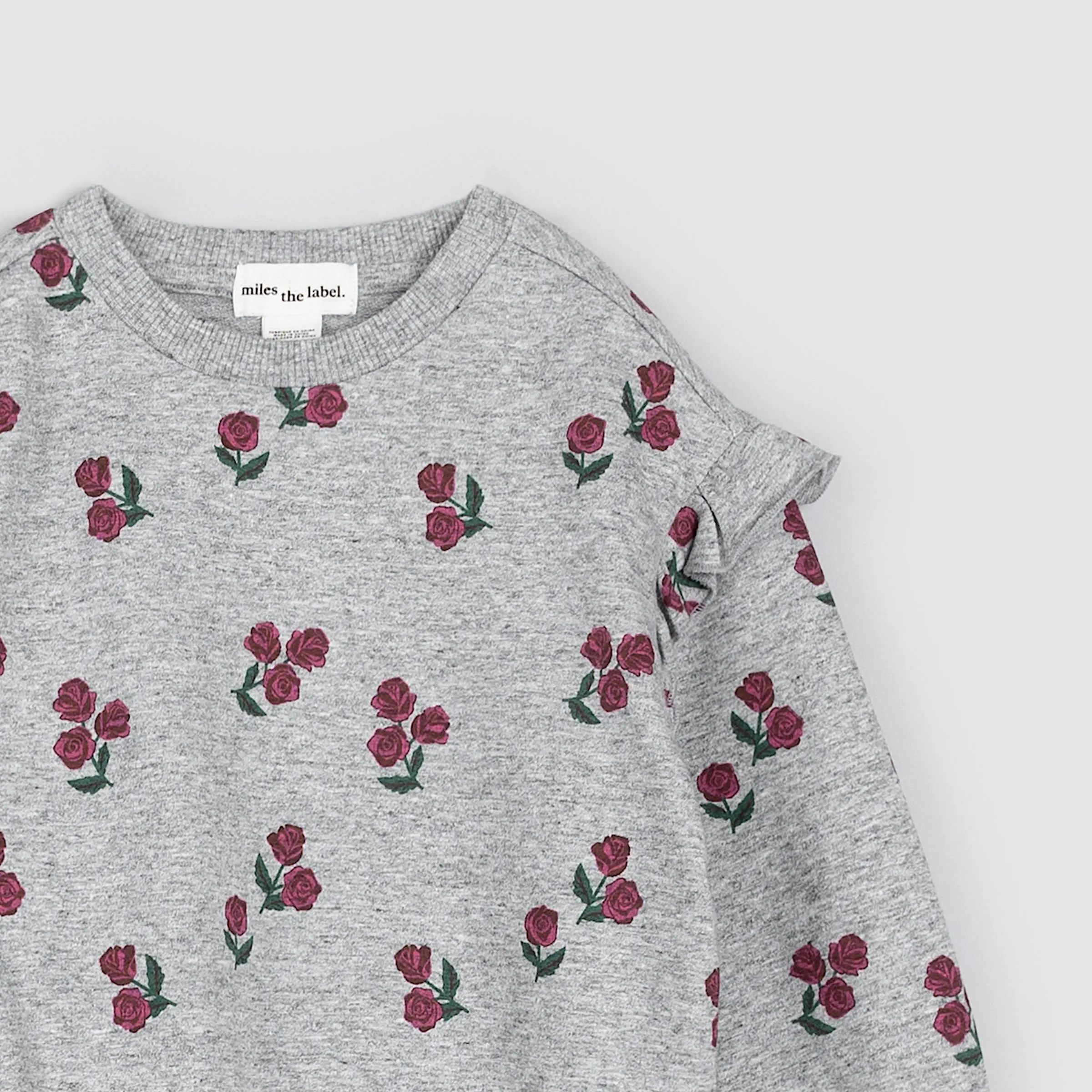 Roses Print on Heather Grey Sweatshirt