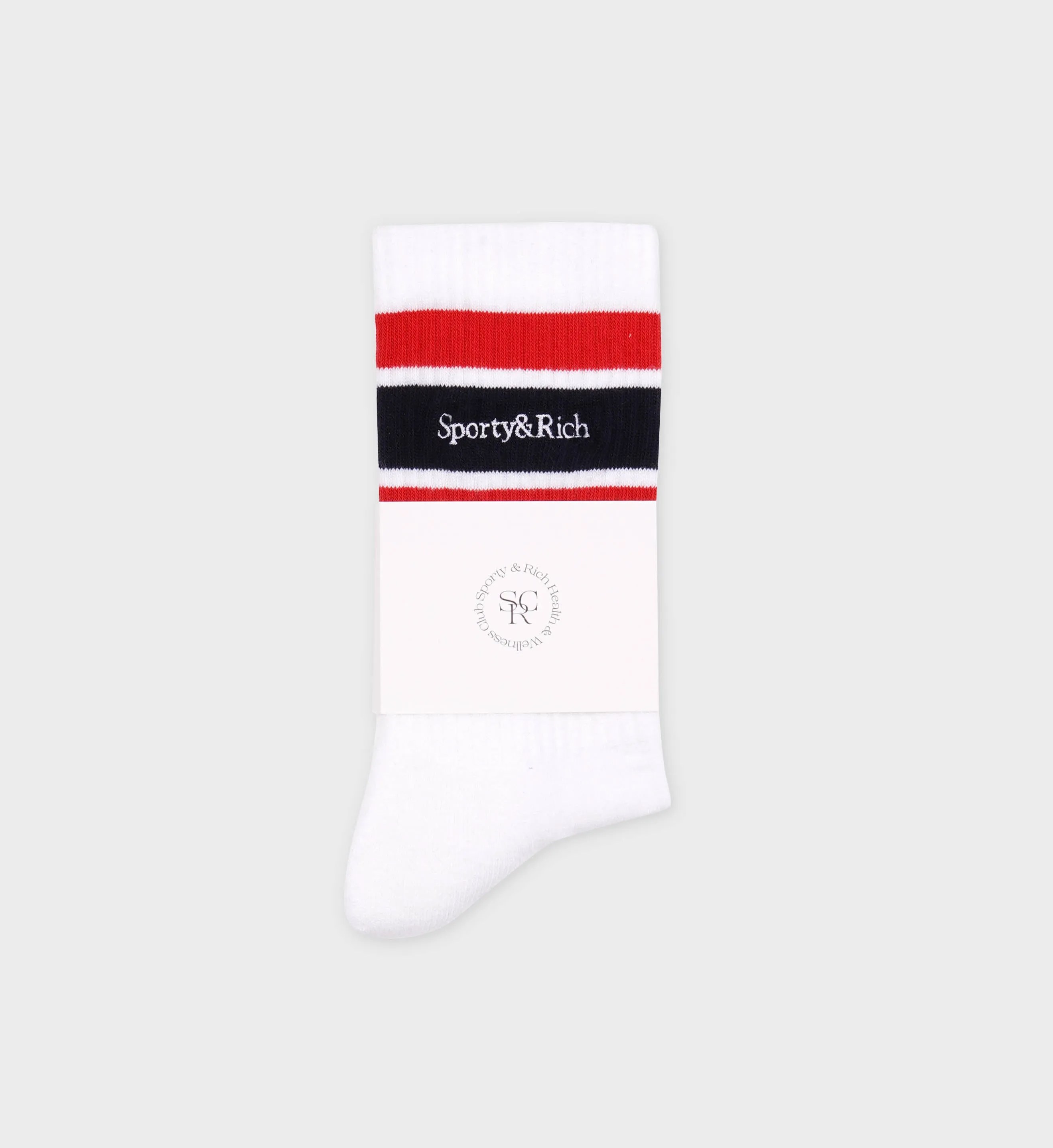 Serif Logo Socks - White/Navy/Red