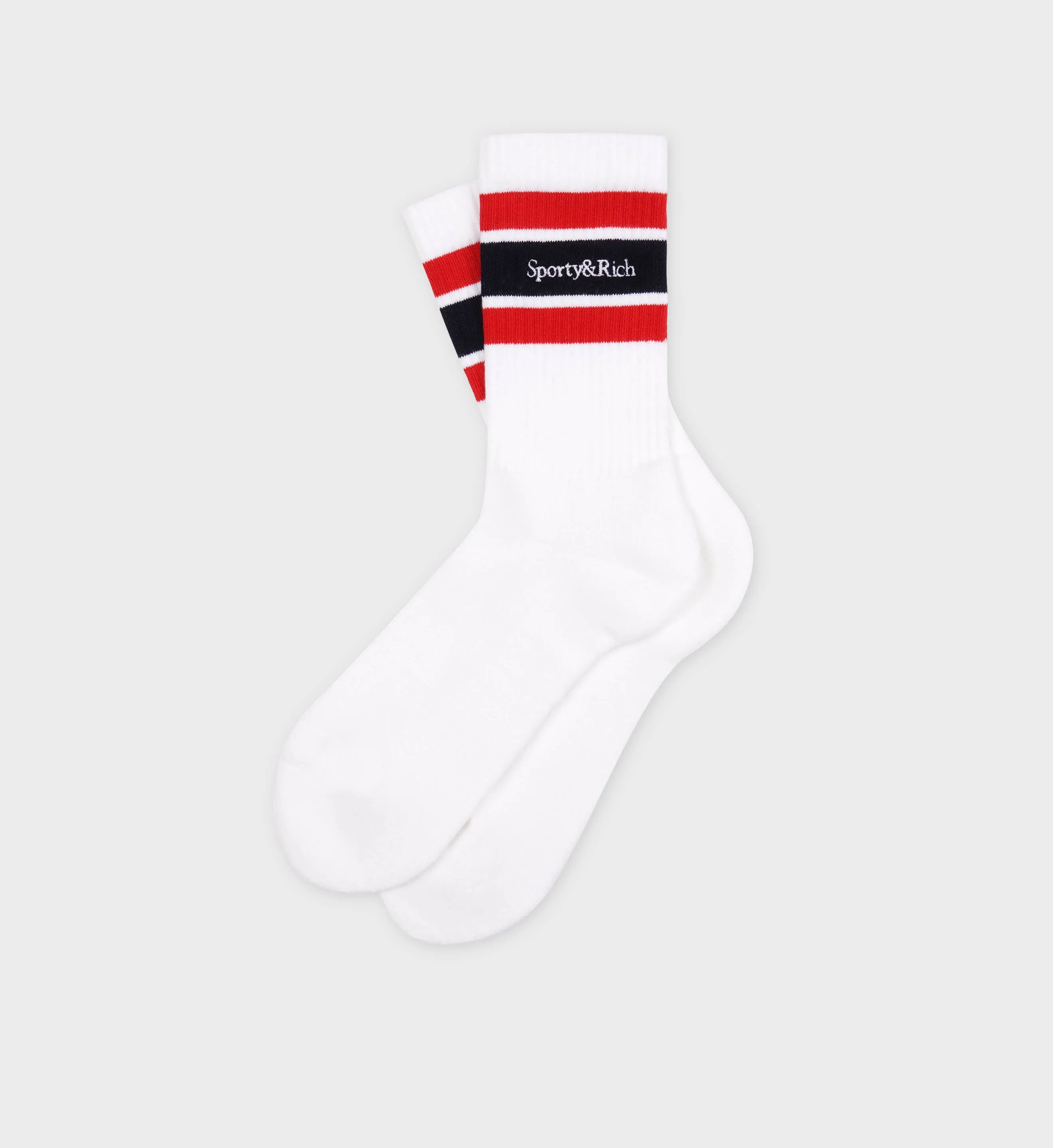 Serif Logo Socks - White/Navy/Red