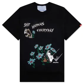 Shit Happens Rhinestone S/S Tee - Black