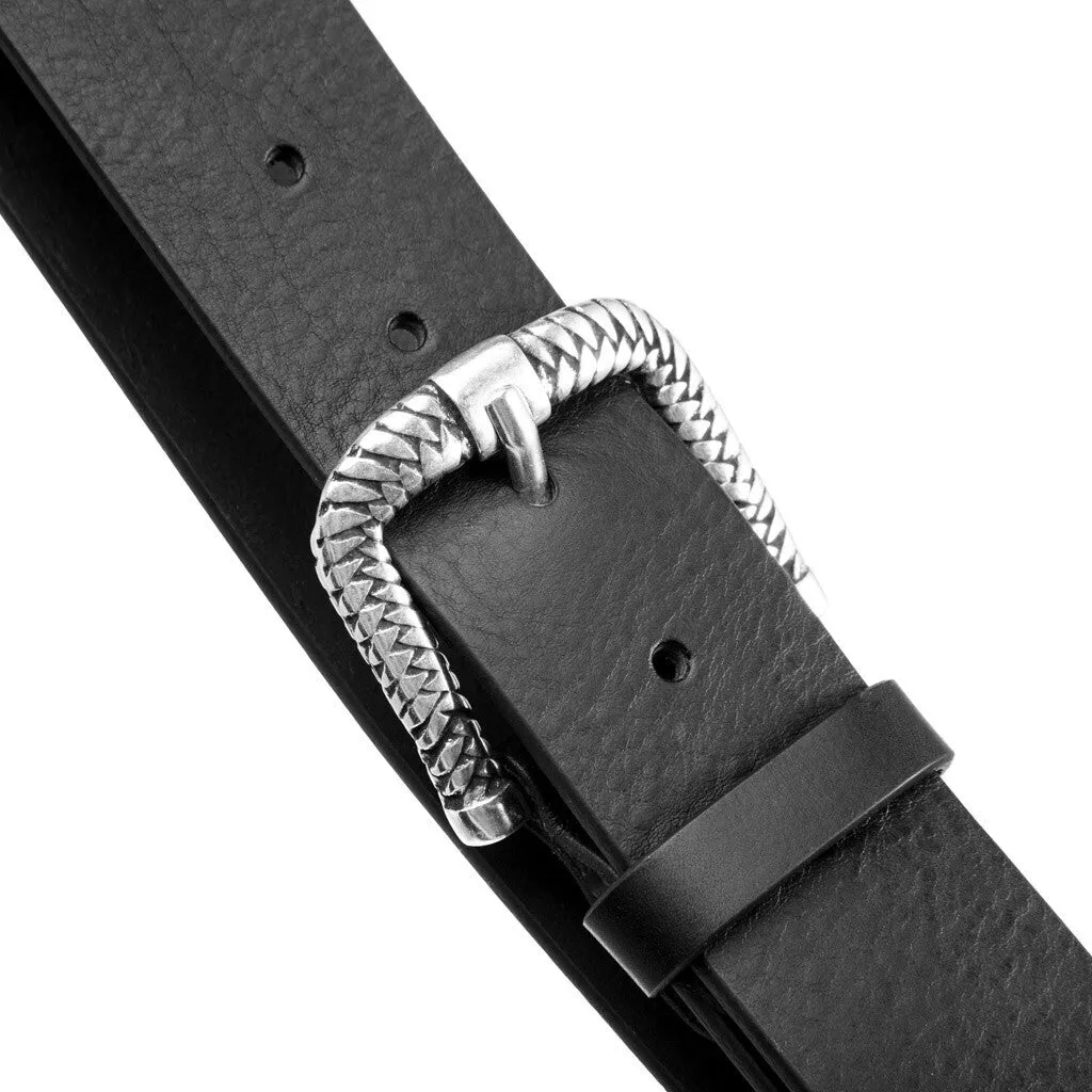 Simple looking leather belt in high quality / 14914 - Black (Nero)