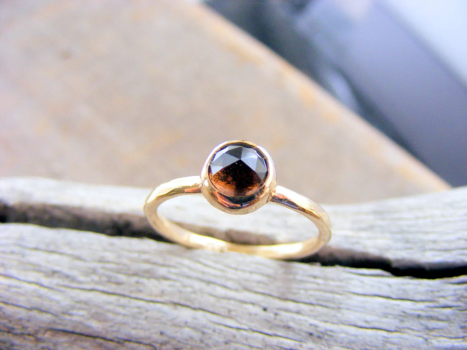 Smokey Quartz 14k Gold Stacking Ring, Smoky Quartz Chocolate Brown Gemstone, Gold Wedding Or Engagement Or Birthstone Jewelry, Minimalist