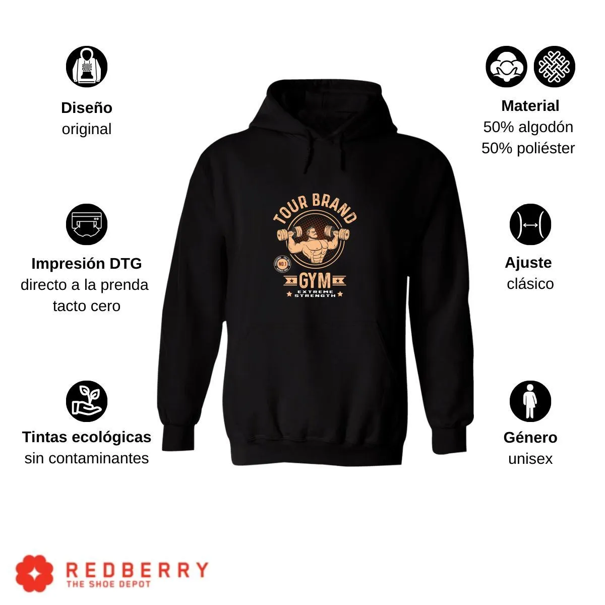 Sudadera Hombre  Hoodie Gym Ejercicio Fitness 027