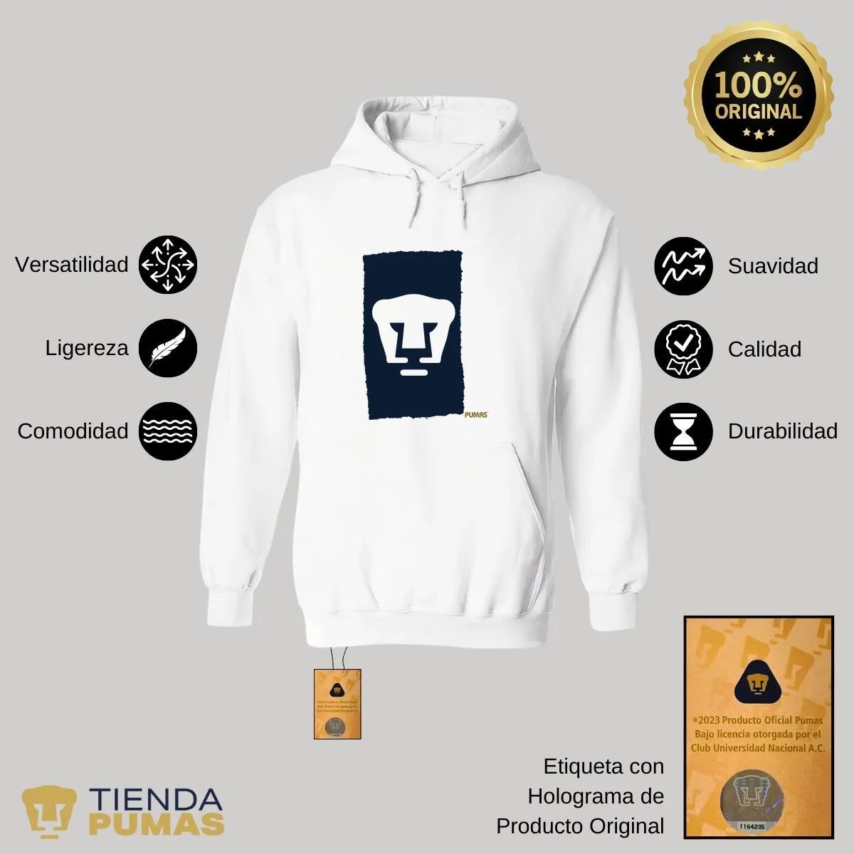 Sudadera Mujer Hoodie  Pumas UNAM Plasta