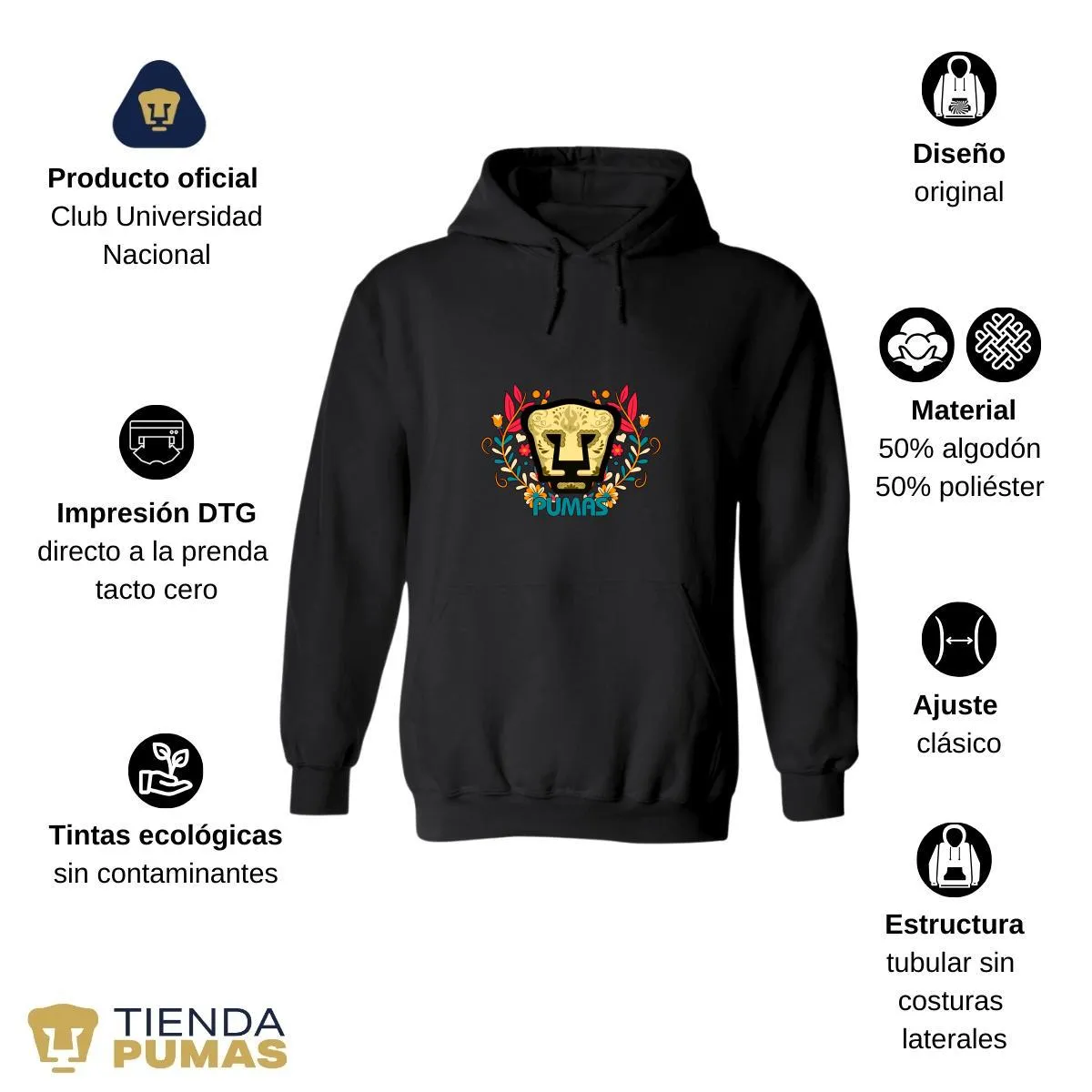 Sudadera para Hombre Hoodie Pumas UNAM Día de Muertos