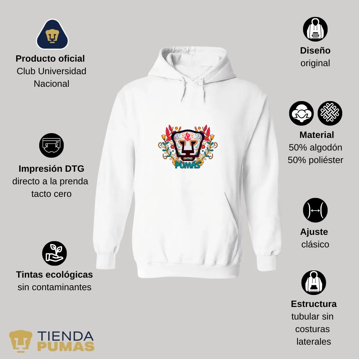 Sudadera para Hombre Hoodie Pumas UNAM Día de Muertos