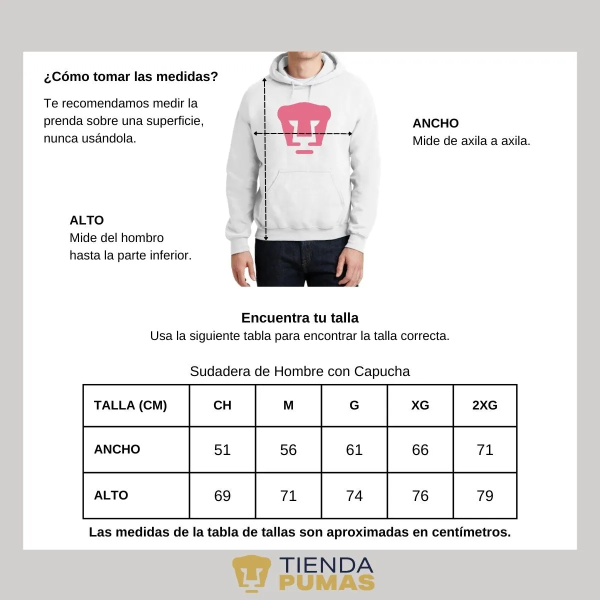 Sudadera para Hombre Hoodie Pumas UNAM Logo Rosa