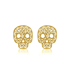 SUGAR GOLD SKULL STUD EARRINGS FILIGREE