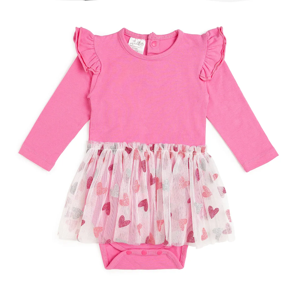 Sweet Wink Glitter Heart Valentine's Day L/S Tutu Bodysuit