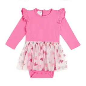 Sweet Wink Glitter Heart Valentine's Day L/S Tutu Bodysuit