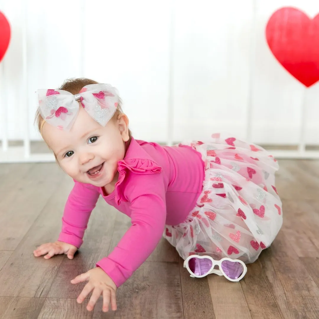 Sweet Wink Glitter Heart Valentine's Day L/S Tutu Bodysuit