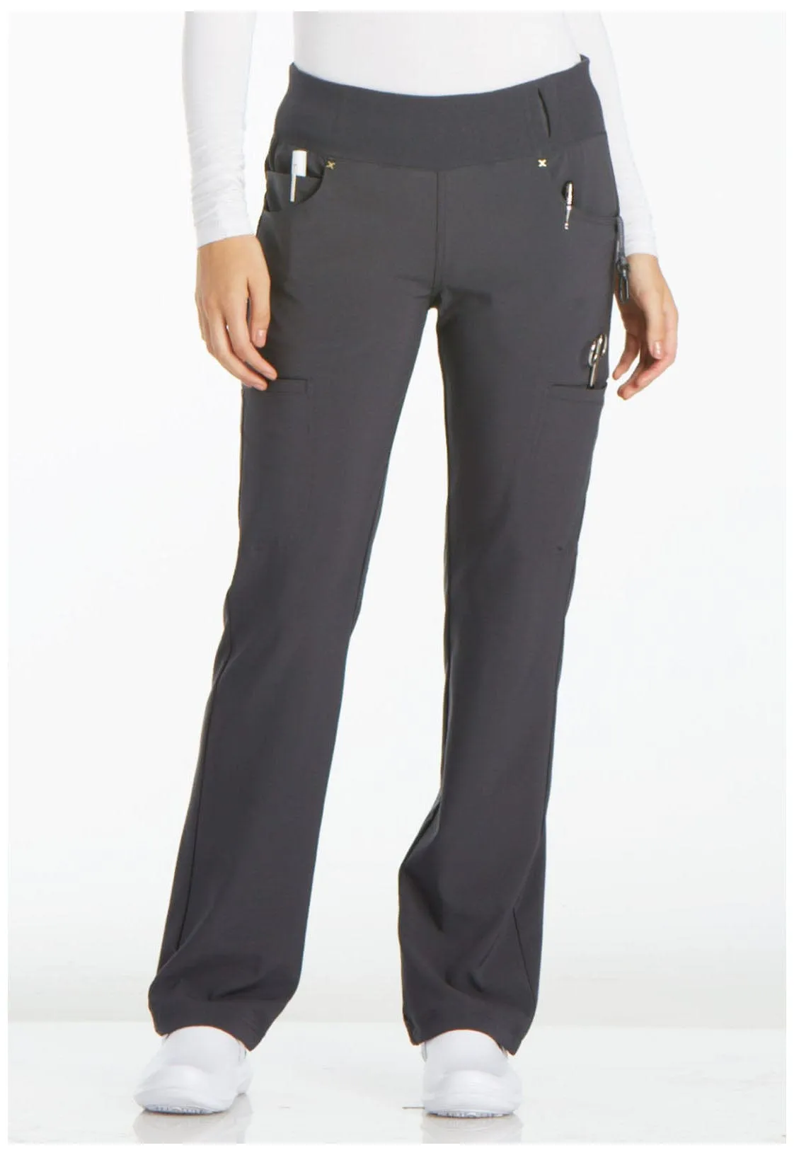 Tend Cherokee iFlex PETITE Straight Leg Pull-on Pant Pewter - Inseam 28.5" (72.5 cm) TD-CK002PPWT