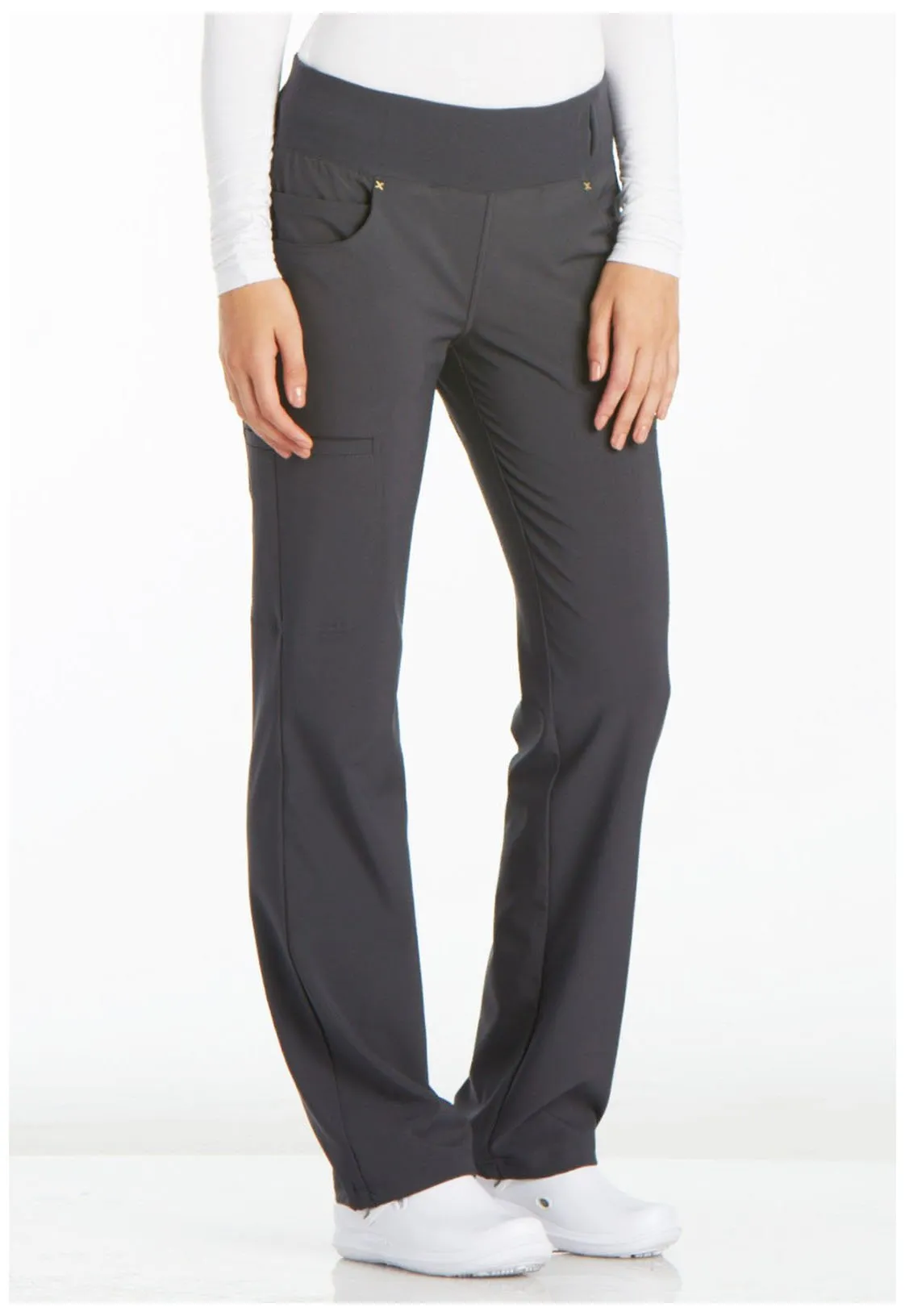 Tend Cherokee iFlex PETITE Straight Leg Pull-on Pant Pewter - Inseam 28.5" (72.5 cm) TD-CK002PPWT