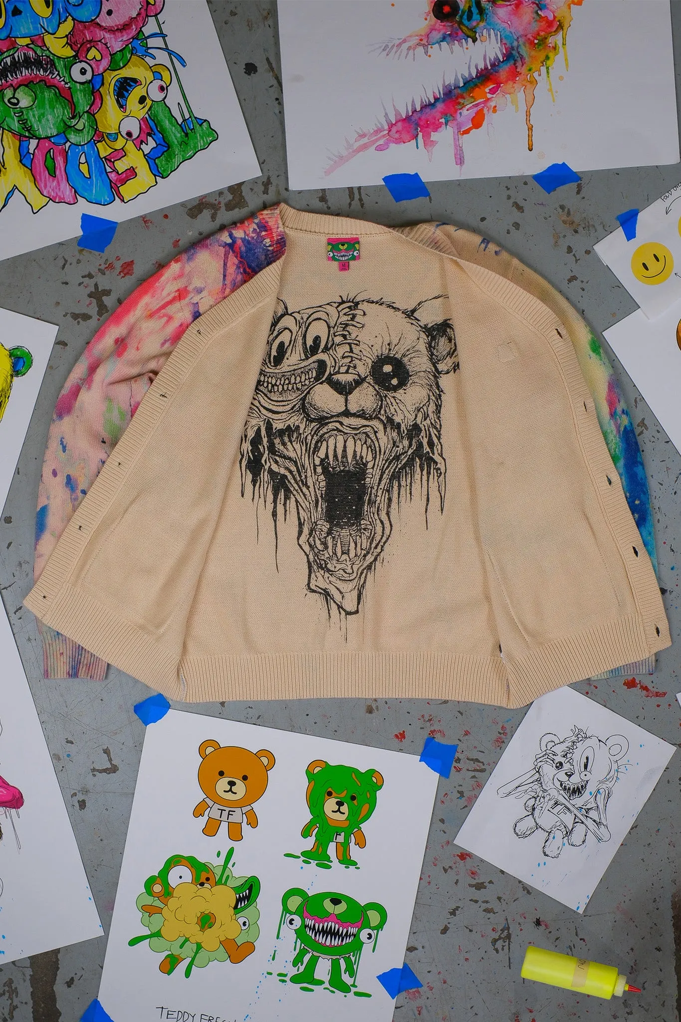 TF x Alex Pardee Paint Splatter Cardigan