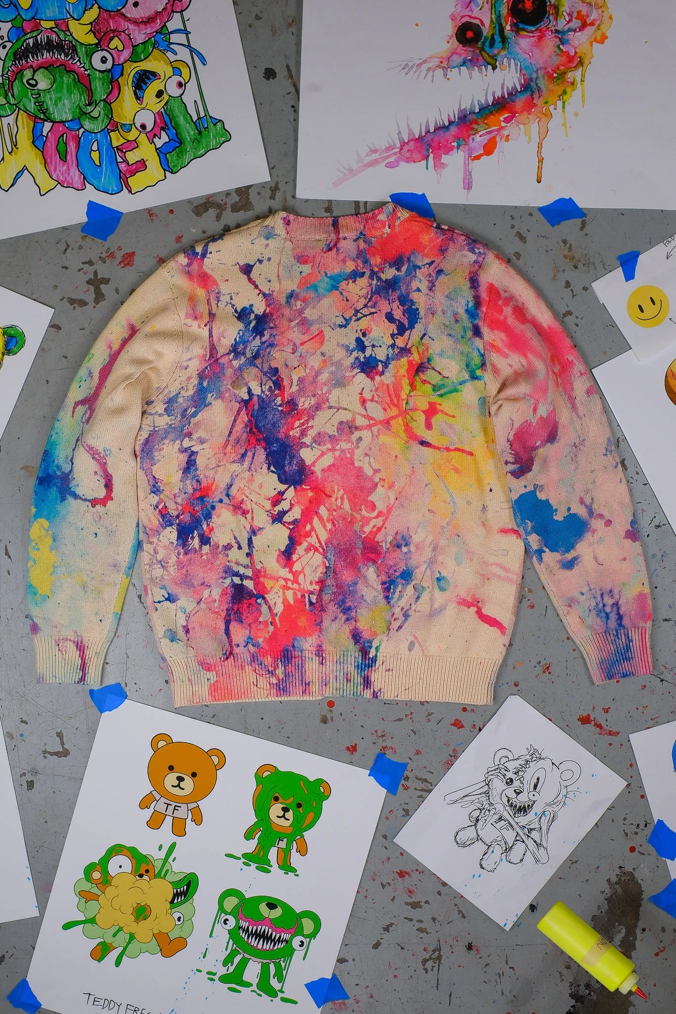 TF x Alex Pardee Paint Splatter Cardigan