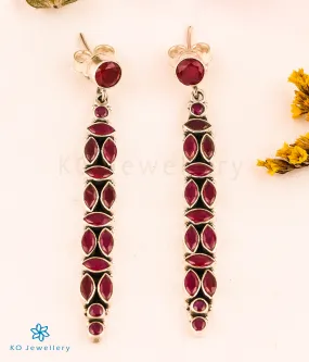 The Vrishti Silver Gemstone Earrings (Red)