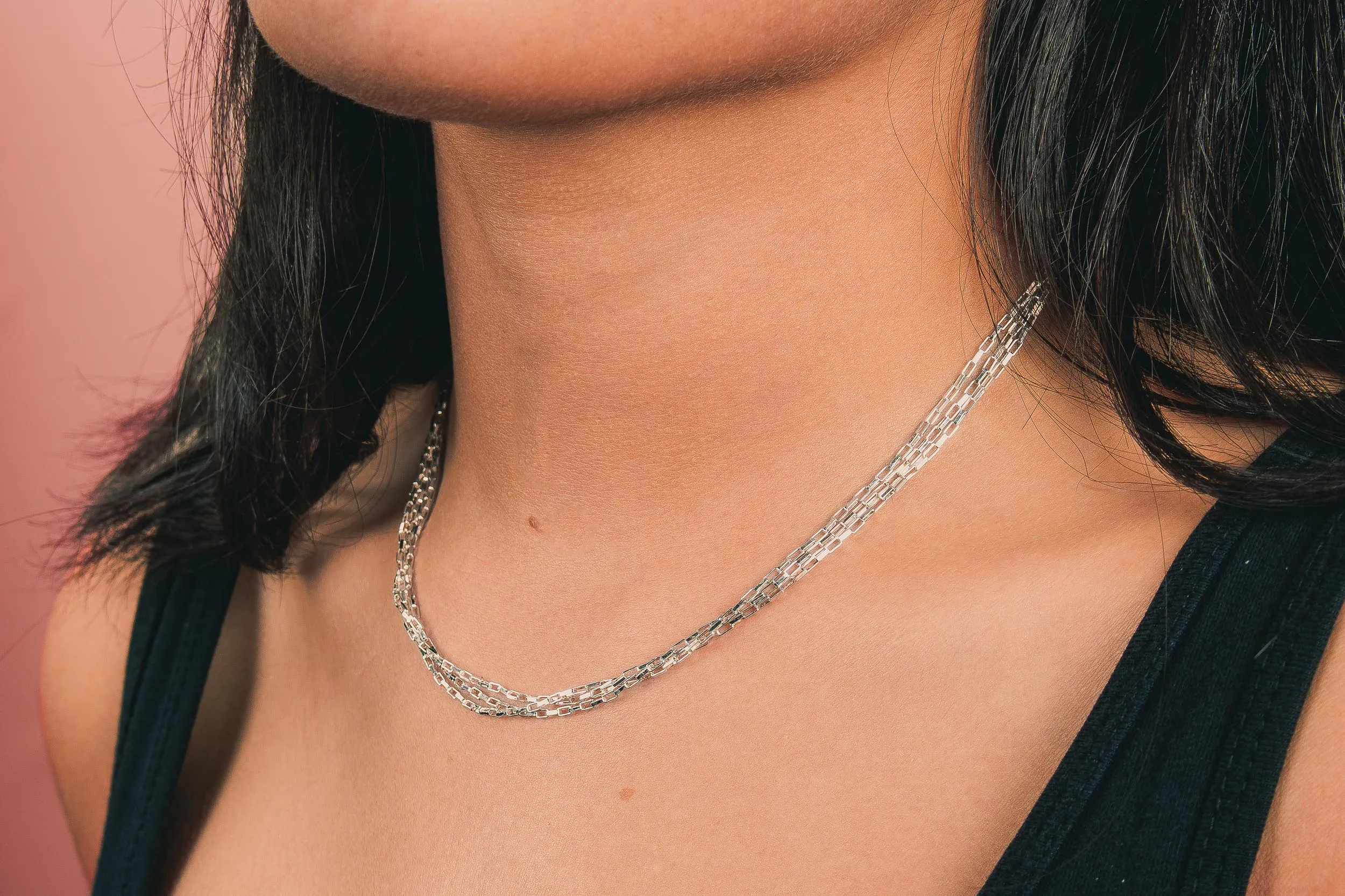 Triple Box Chain Necklace