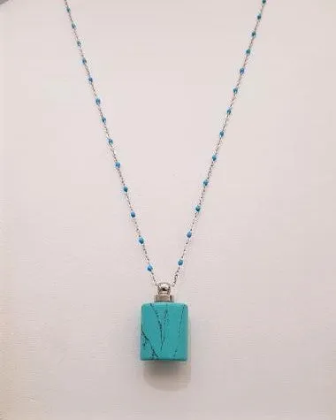 Turquoise Square Essential Oil Bottle Pendant